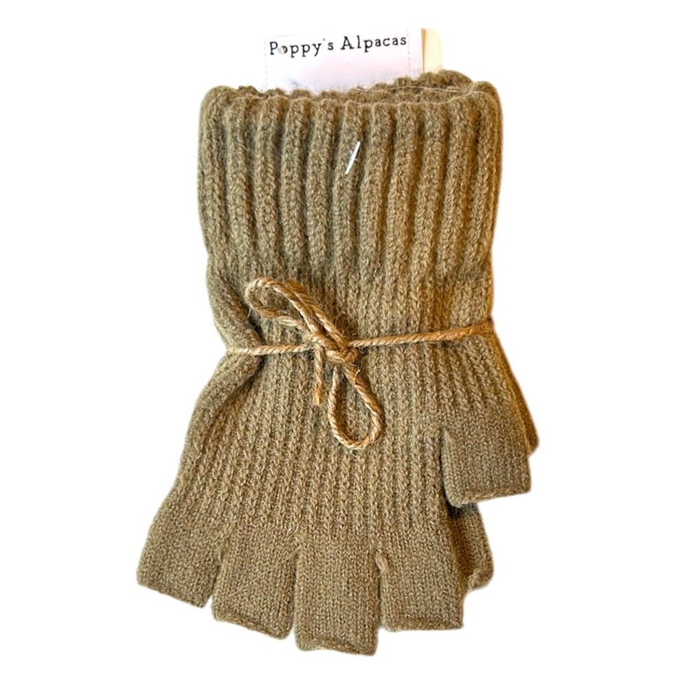 Alpaca blend fingerless gloves tan